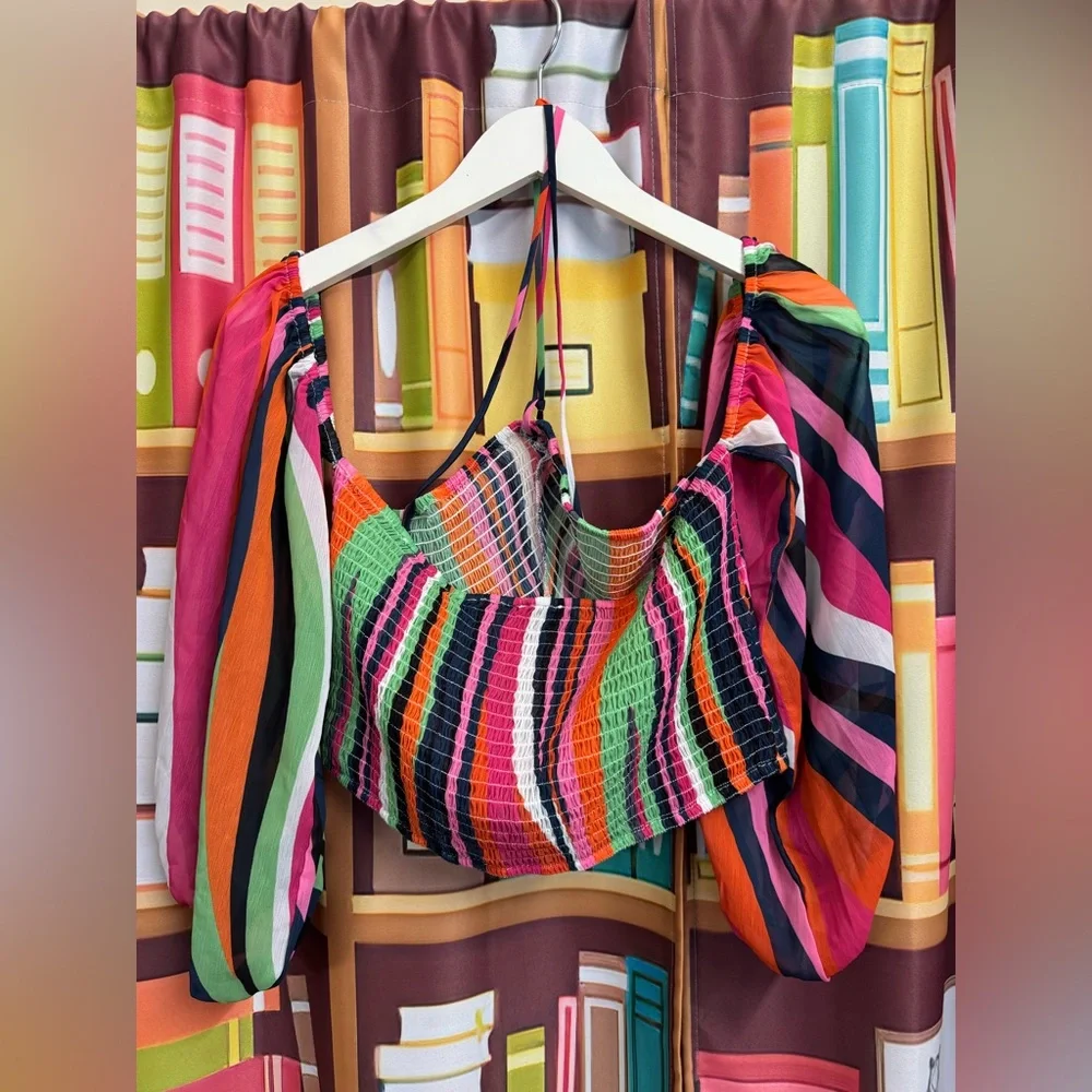 Colorful Striped Crop Top - Picture 2 of 5